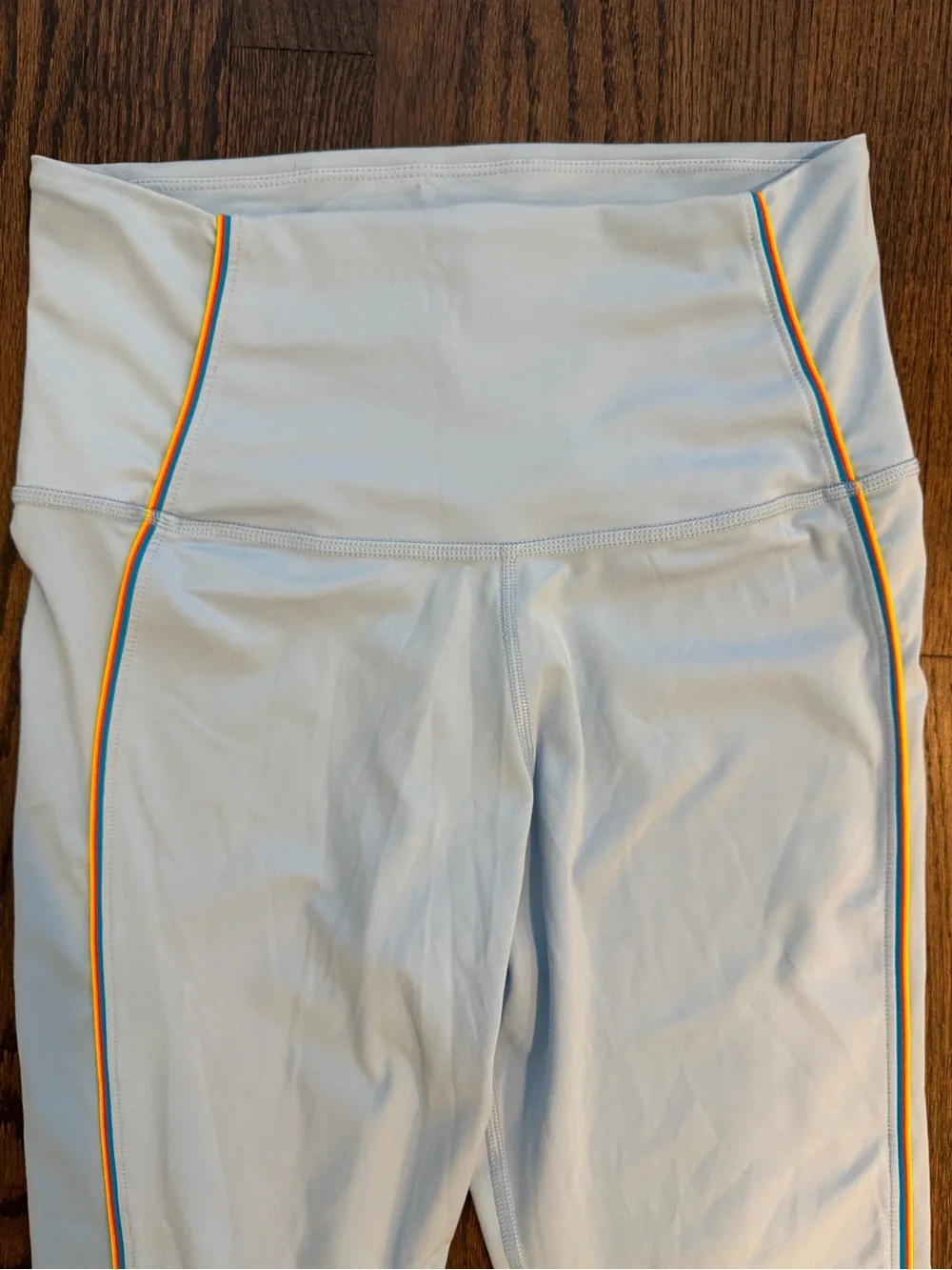 Nike Pale Blue Leggings with Yellow Side Piping